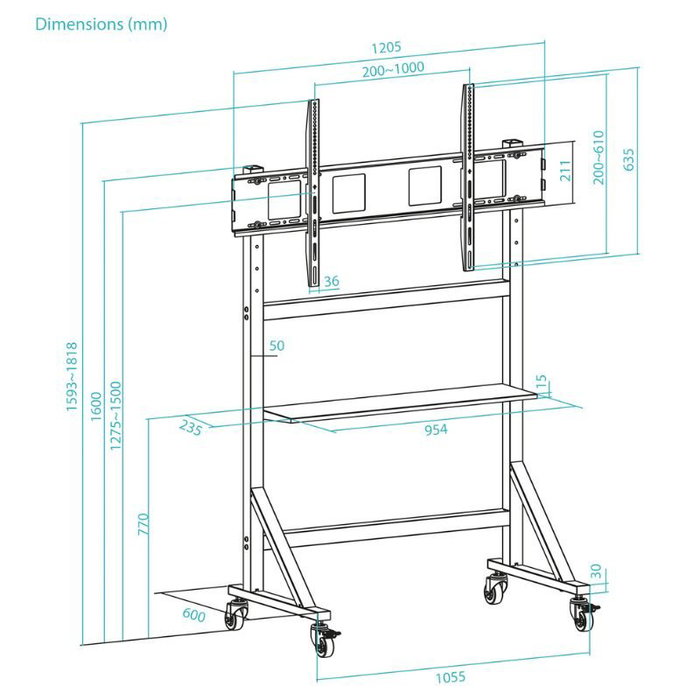 Tooq Soporte de Suelo Optimus para Pantallas de 60-105 Pulgadas Negro